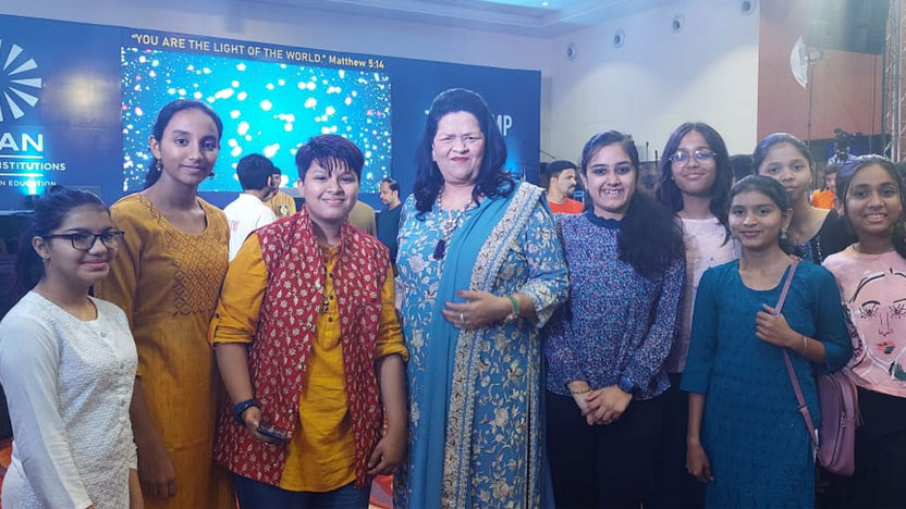 Proud and cheerful moment with respected Madam Grace Pinto at Hotel Deltin -Camp 2023. - Ryan International School Hiwri Nagar,Nagpur