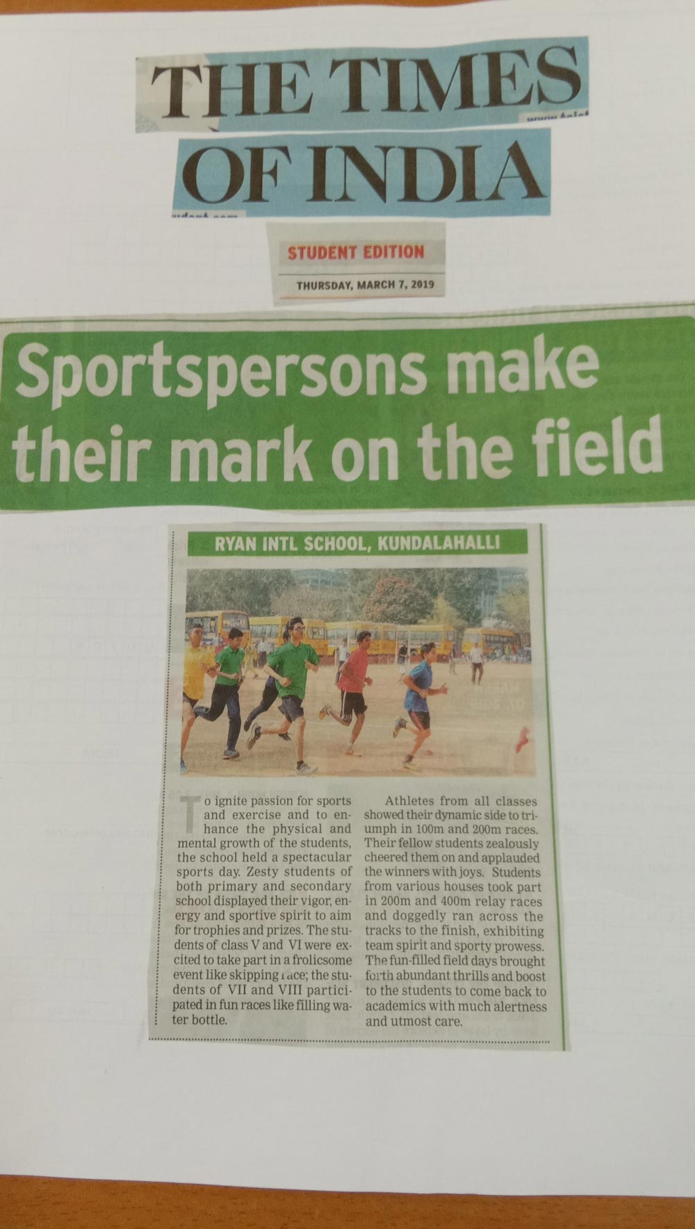 Sports day - Ryan International School Kundalahalli - Ryan Group