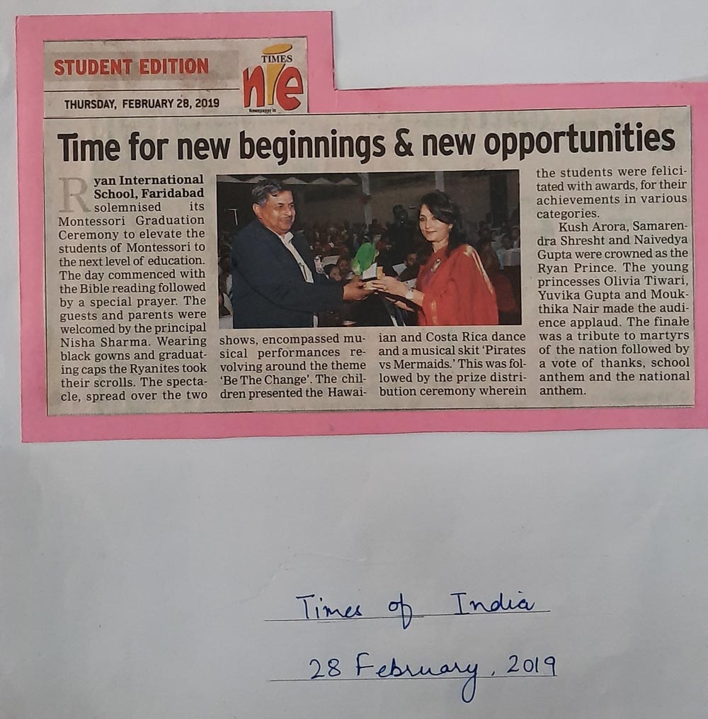 Time For New Beginnings & New Opportunities-  Ryan International School Faridabad