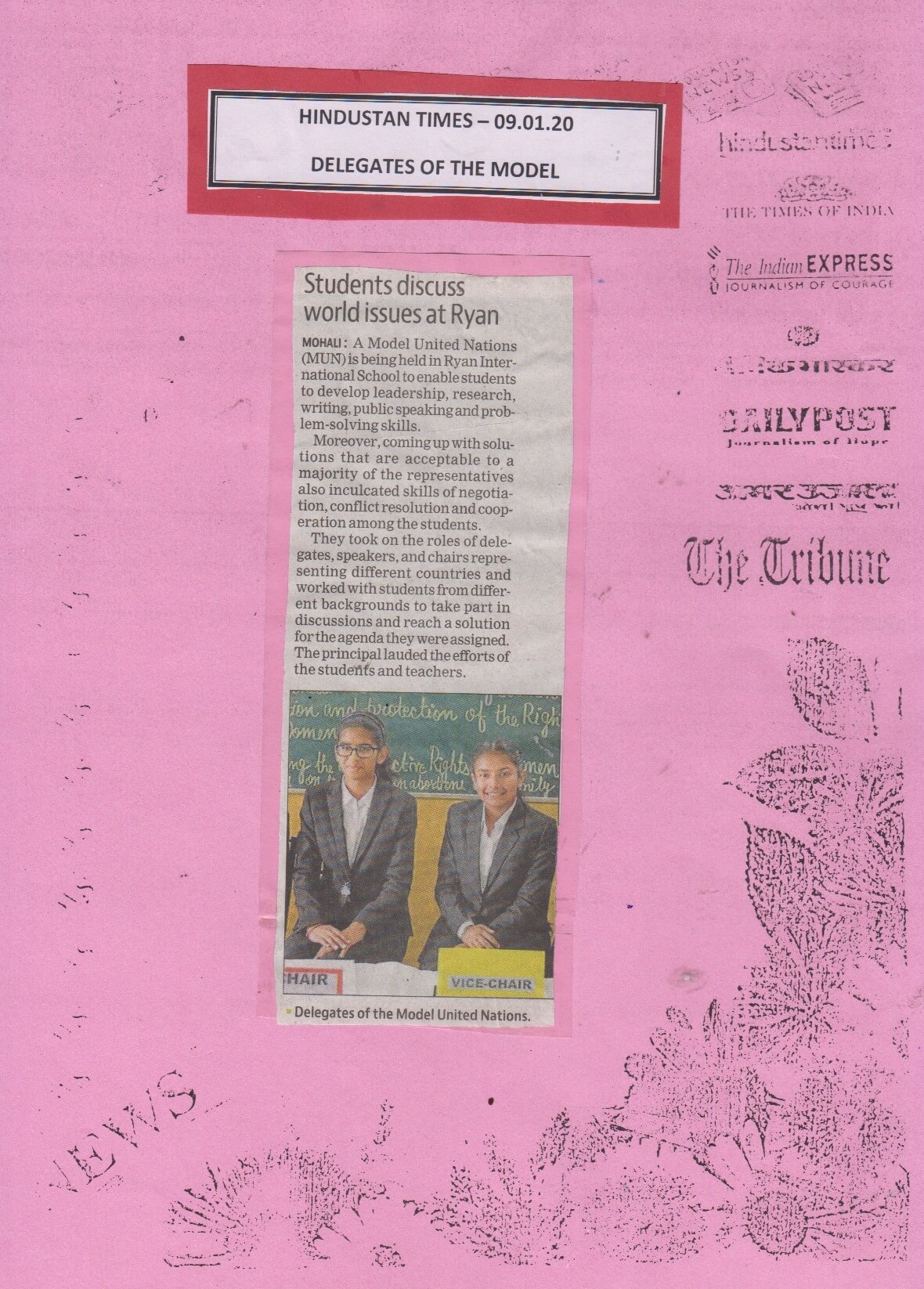 Delegates of the Model - Ryan International School - Mohali