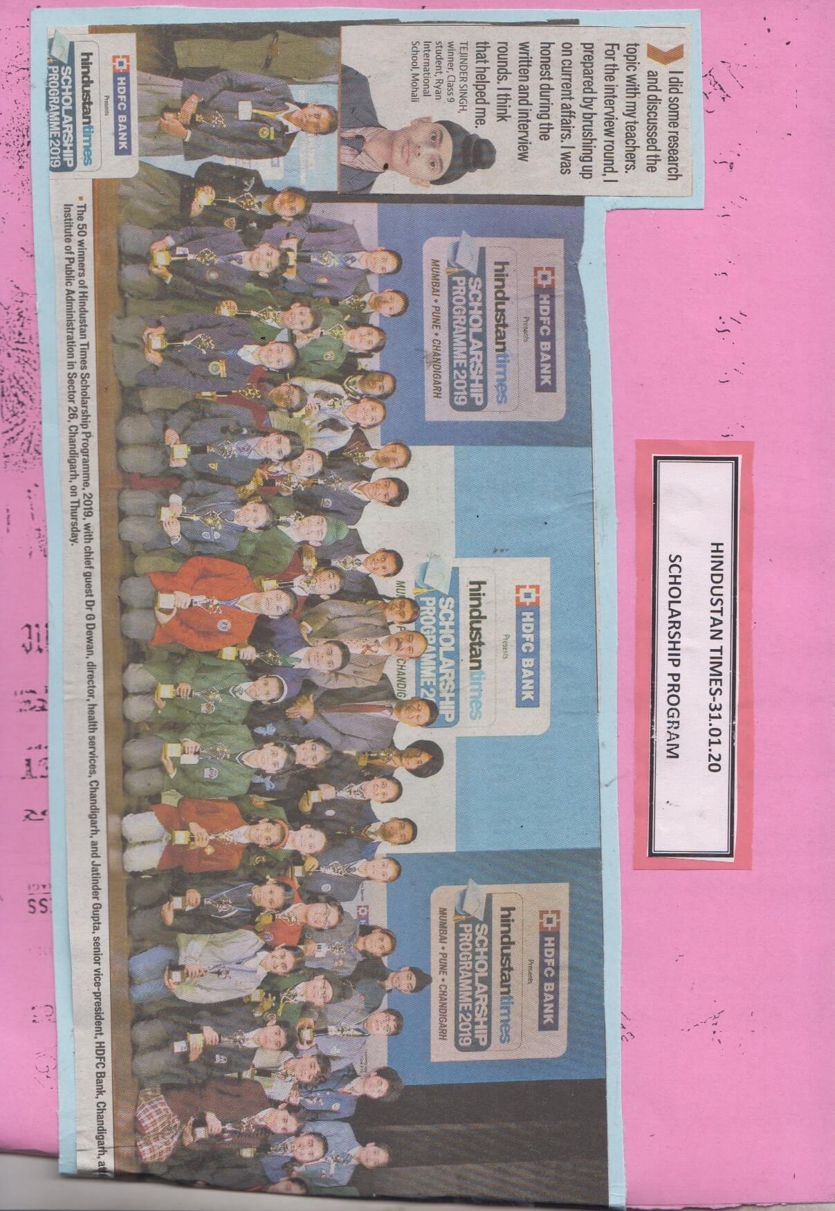 Scholarship Program - Ryan International School - Mohali