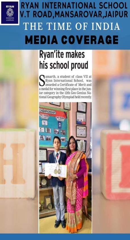Ryan'ite makes his school proud/News2 - Ryan International School Mansarovar, Jaipur